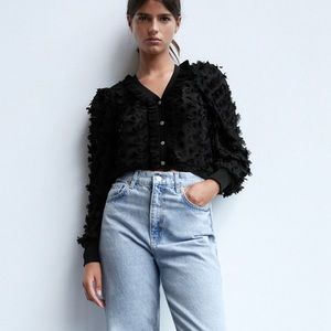 Zara Black Cardigan w Jewel Buttons NWT